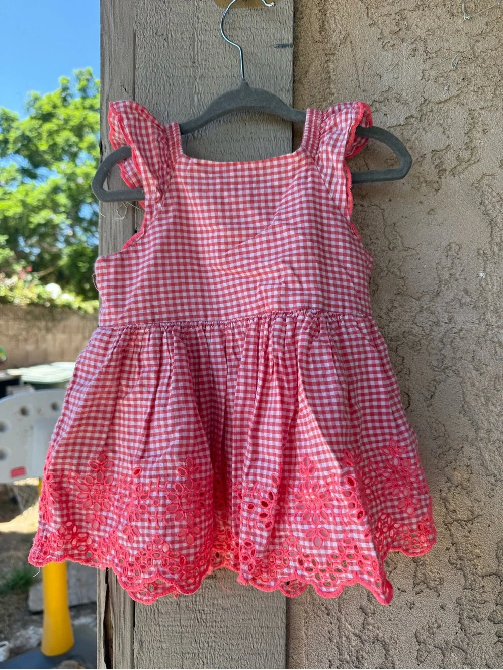 GAP Pink Gingham Eyelet Dress
